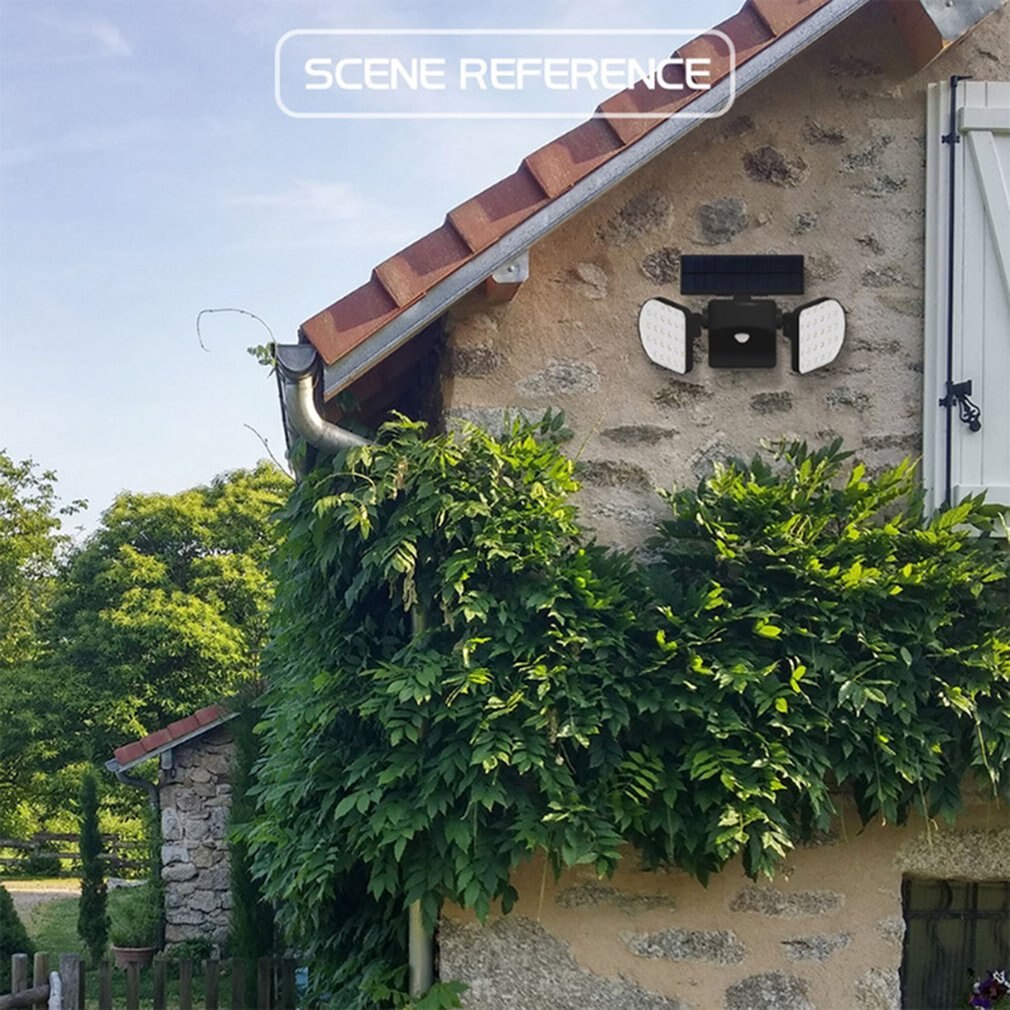 Solar Light Outdoor Waterproof 360-Degree Rotatable Motion Sensor Solar Lamp Security Light with Dual Head Spotlights