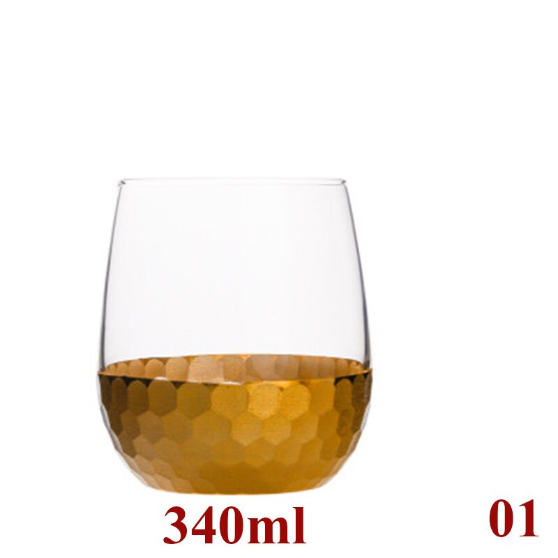 Sätta  of 2-340/375ml/535ml guld botten hem morgonvatten glas kontor juice glas cupsgla -70: 01-2 st