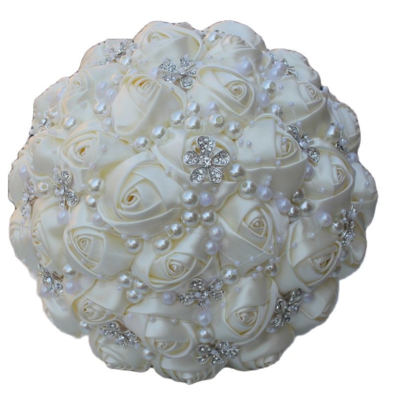 WIFELAI-A 9 Styles Ivory Silk Rose Wedding Flowers Bridal Bouquets Artificial Foam Flowers Bouquet Romantic Bride Holding Flower