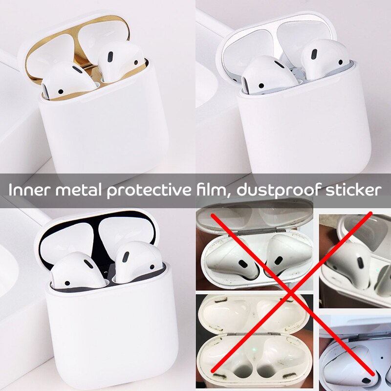 Para los airpods de Apple Pro 1 2 polvo de metal guardia etiqueta escudo film a prueba de polvo para airpod auriculares accesorios tierra de protección