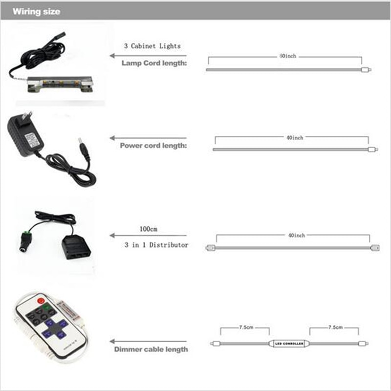 LED Onder Kast Verlichting voor Glas Rand Plank Terug Side Clip klem Strip Verlichting 3 Lampen Kit met RF Afstandsbediening en Adapter