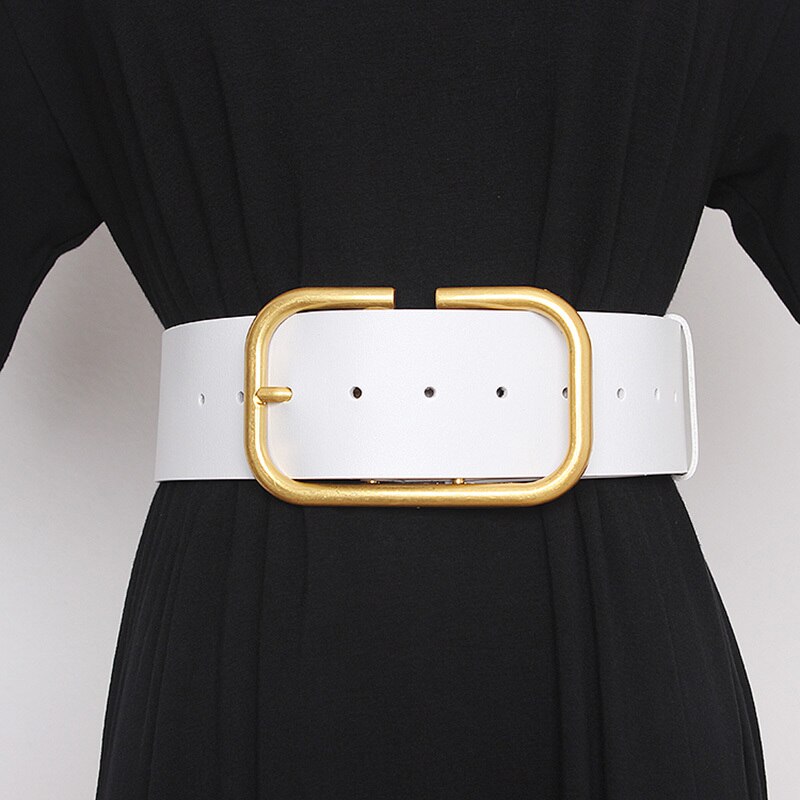 Brede Dames Riem Grote Gouden Pin Gesp Riem Voor Vrouwen Buikband Pu Vrouwelijke Mode Riem