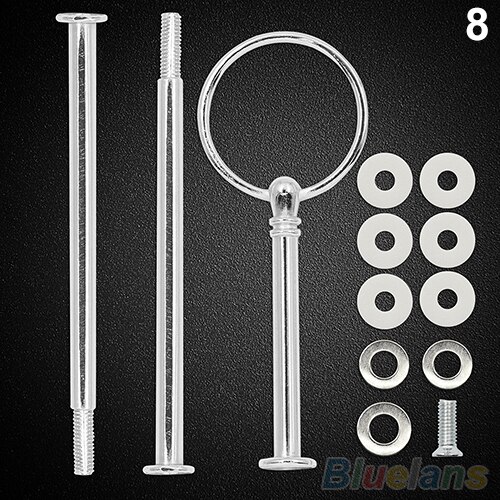 1 set tårtfatstativ multistyle 2/3- vånings tallrikhandtag passande hårdvara stavverktyg tårtfatställ bröllopstårta: Silver runda
