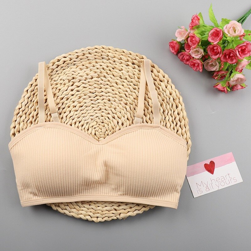 Elastic Women Tube Tops Sexy Female Solid Full Cup Camisoles Beauty Back Anti-Light Wrapped Chest Intimates: Beige