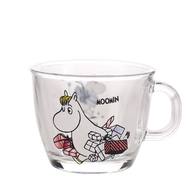 Moomins cartoon Drinkware babies glass water drink glass cup clear glass handle 210ml glass cup safe cute mug