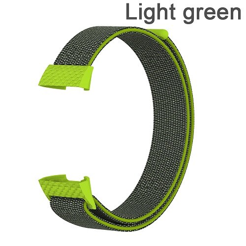 Erstatningsstrop armbånd til fitbit charge 3 strækbart nylonfiberbånd magic tape loop fitness tracker: Lysegrøn