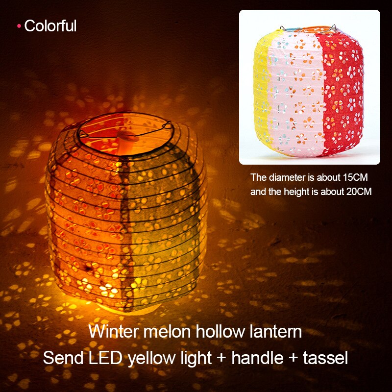 Chino hueco farol de papel decoración niños Diy de mediados de otoño linterna para eventos portátil brillante linterna vacaciones decoración lámpara: 10