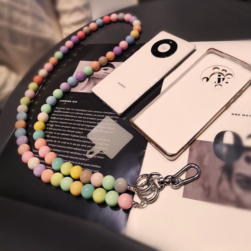 Smycz na telefon komórkowy długi czołg wiszący łańcuch perła smycz etui na telefon klip uniwersalny ręcznie robiony koralik wiszące szyi klamra