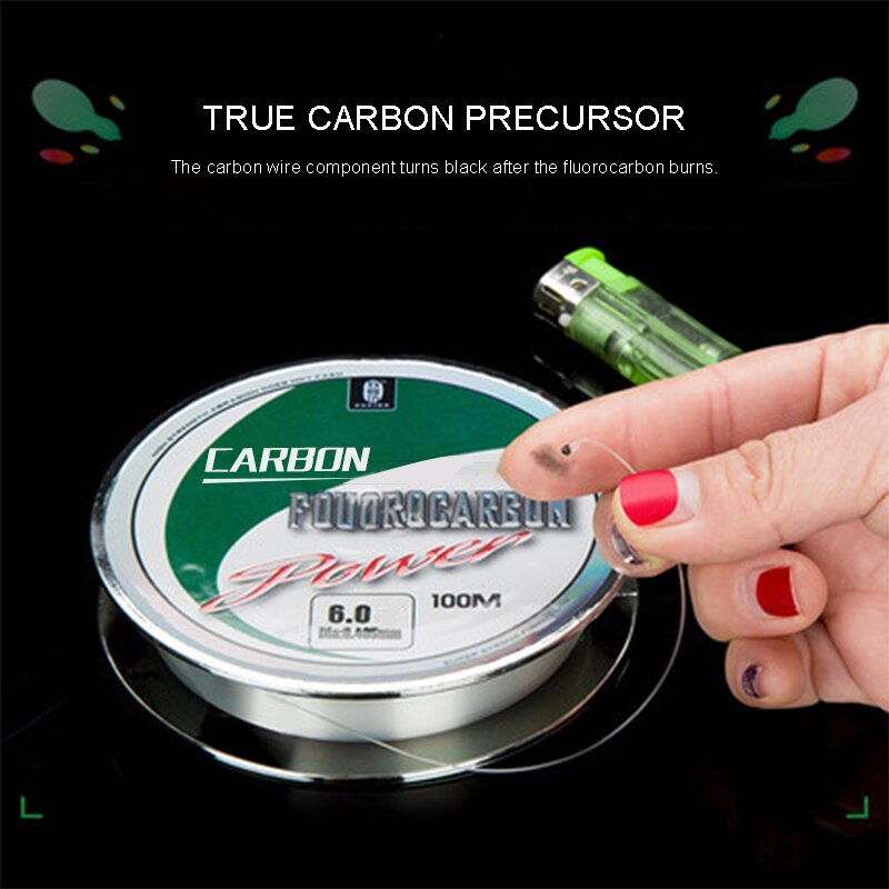 100m 100 % Fluorocarbon Fishing Line Japanese Carbon Fiber Monofilament Leader Sinking Line super strong Invisible