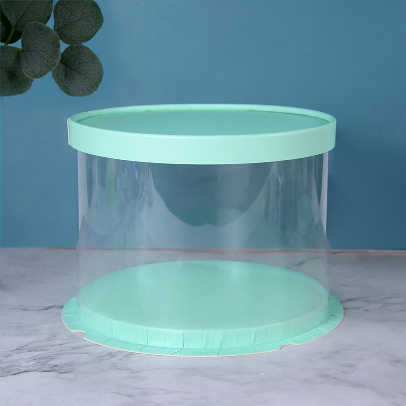 Cajas de pastel transparentes de PVC de 4/6 pulgadas, caja de embalaje de para pastel transparente redondo, decoración de para postre, de aniversario de boda y cumpleaños: Verde claro