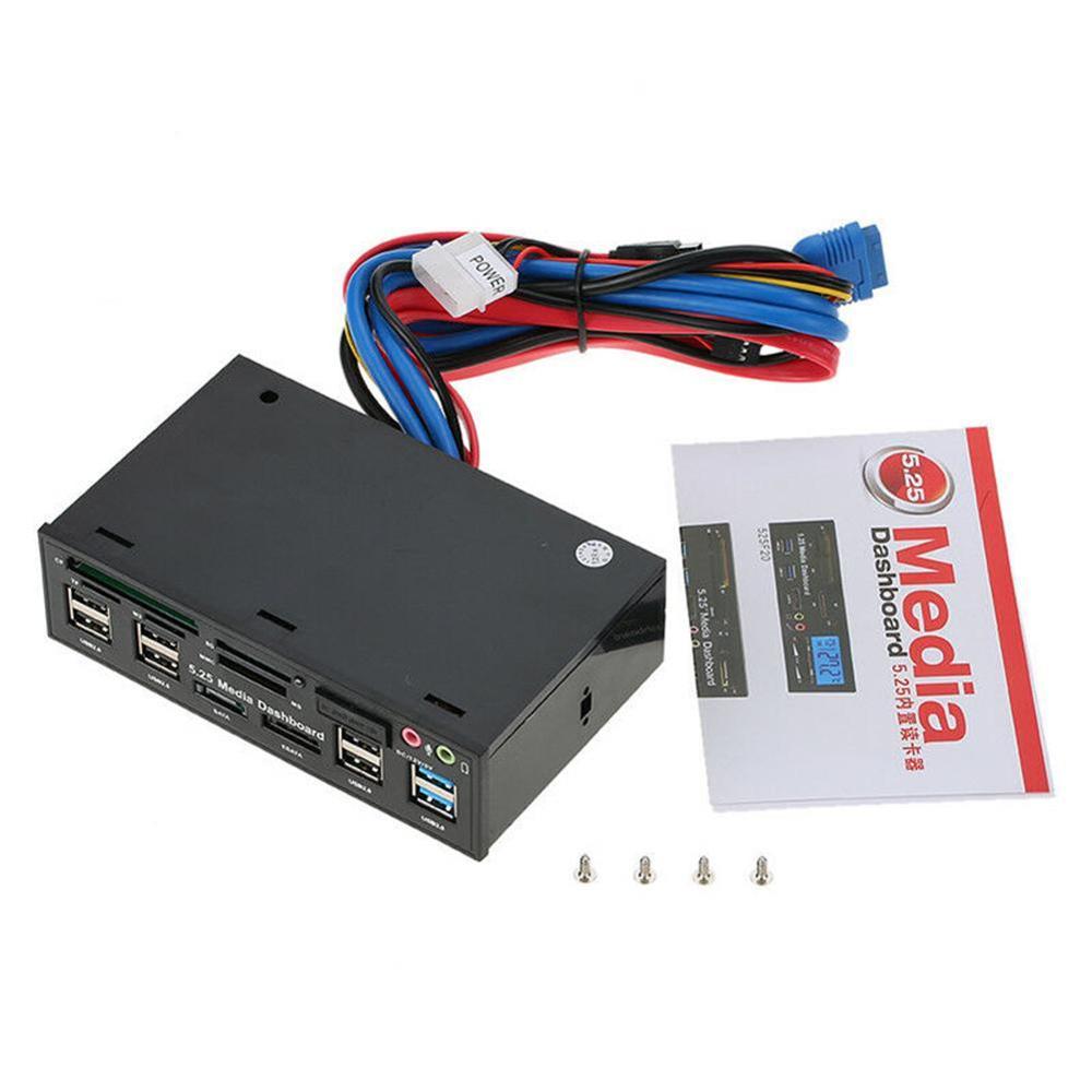 USB3.0 Hub ESATA 5,25 "lector de tarjetas interno tablero de instrumentos Panel frontal de medios