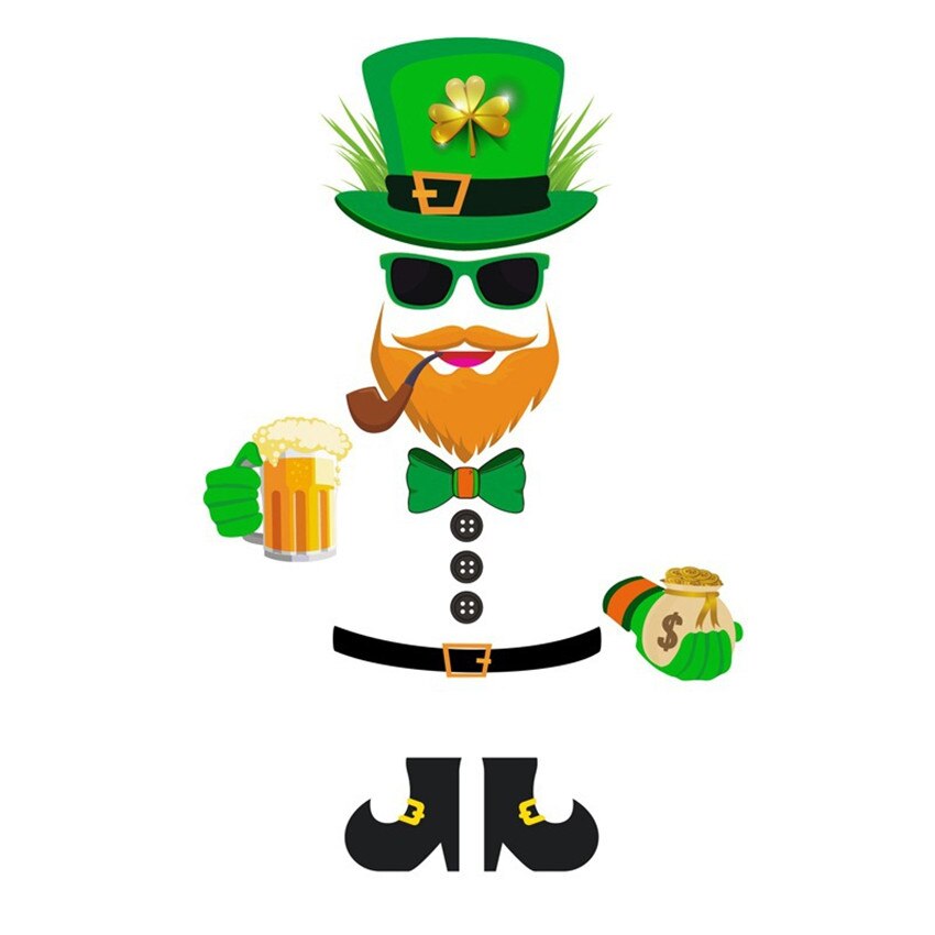 St. Patrick's Day Decorative Wall Stickers Irish Home decor Decal wallpaper Garland Clover Elf Window Glass Stickers