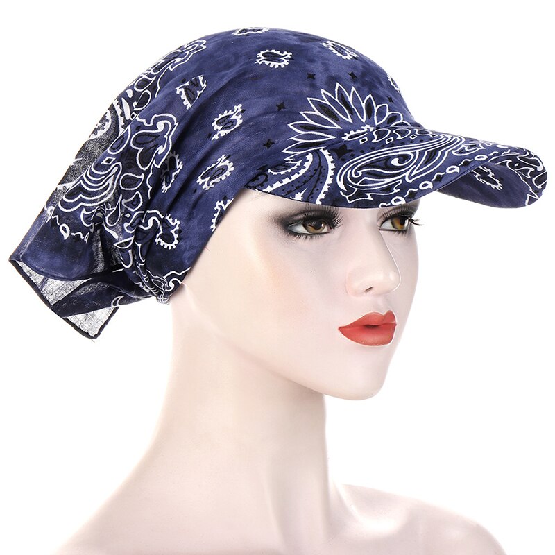 Casquette de Baseball, Bandana Turban carré, style Boho, motif Floral, coton, ajustable, pour femmes et hommes, visière solaire, chapeau Hip Hop: Marine Bleu