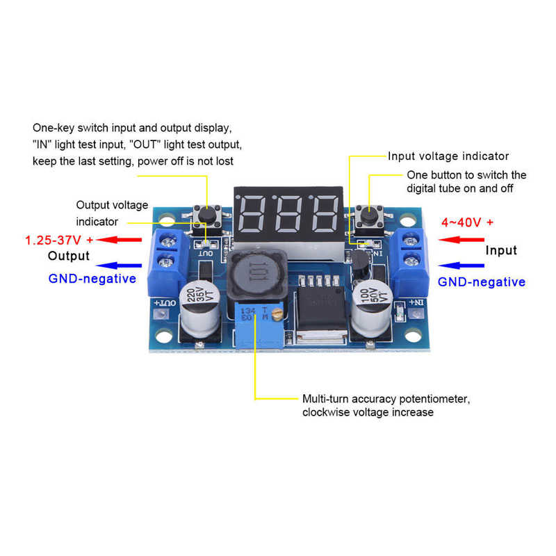 LM2596 Module Adjustable DC-DC Converter Step Down Regulator With Terminal