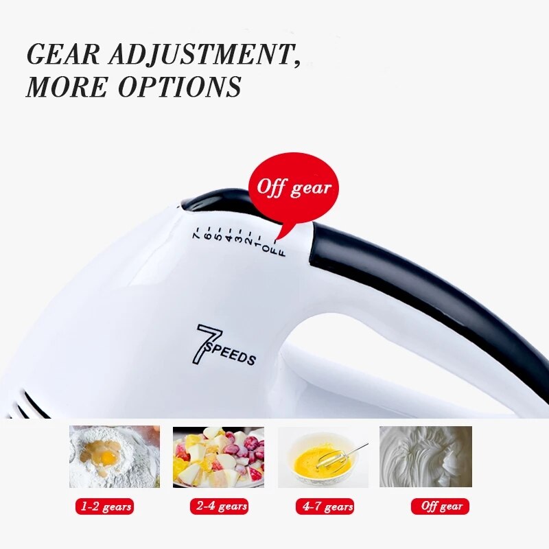 Electric Food Mixer 7 Speed Table Stand Cake Dough Mixer Handheld Egg Beater Blender Baking Whipping Cream Machine