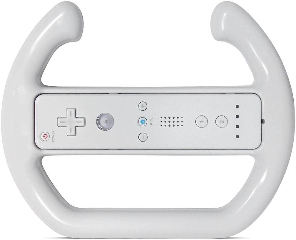 White Racing Games Steering Wheel for Nintendo Wii Remote Controller