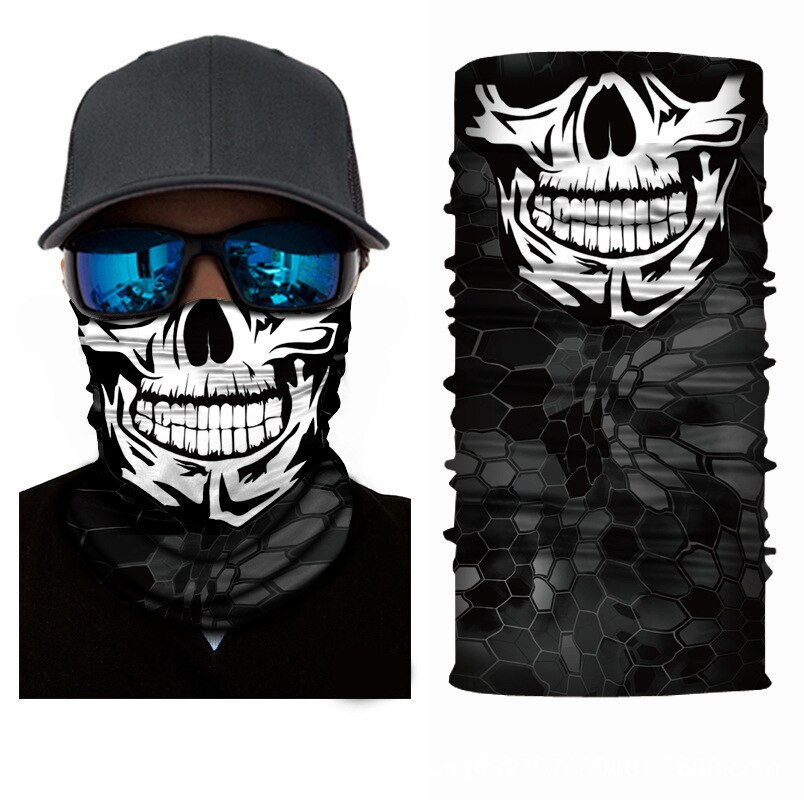 2021 3D czaszki twarze szalik odkryty wielofunkcyjny mężczyźni magia zmienny szyi Tube Snood Bandana cieplej Unisex szaliki obóz turystyczny: S54