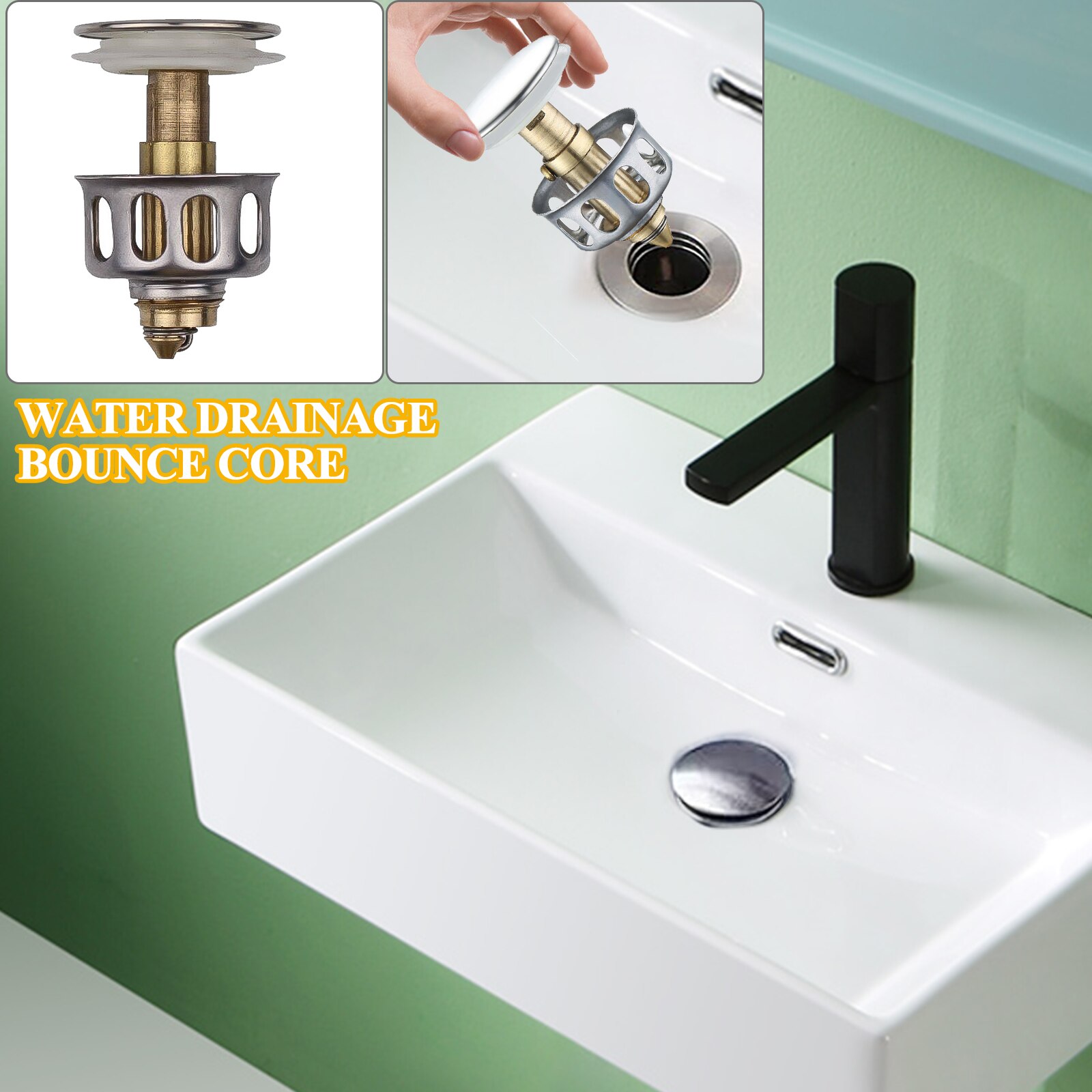 35mm Solid Brass Sink Overflow Cap Round Hole Cover For Bathroom Sink Up Drain Stopper Copper Bouncing Core Filter Cover