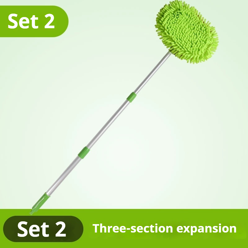 Car Washing Mop Cleaning Brush Telescopic Long Handle Cleaning Mop Chenille Broom Care Detailing Mop Brush Car Cleaning Tools: WHITE