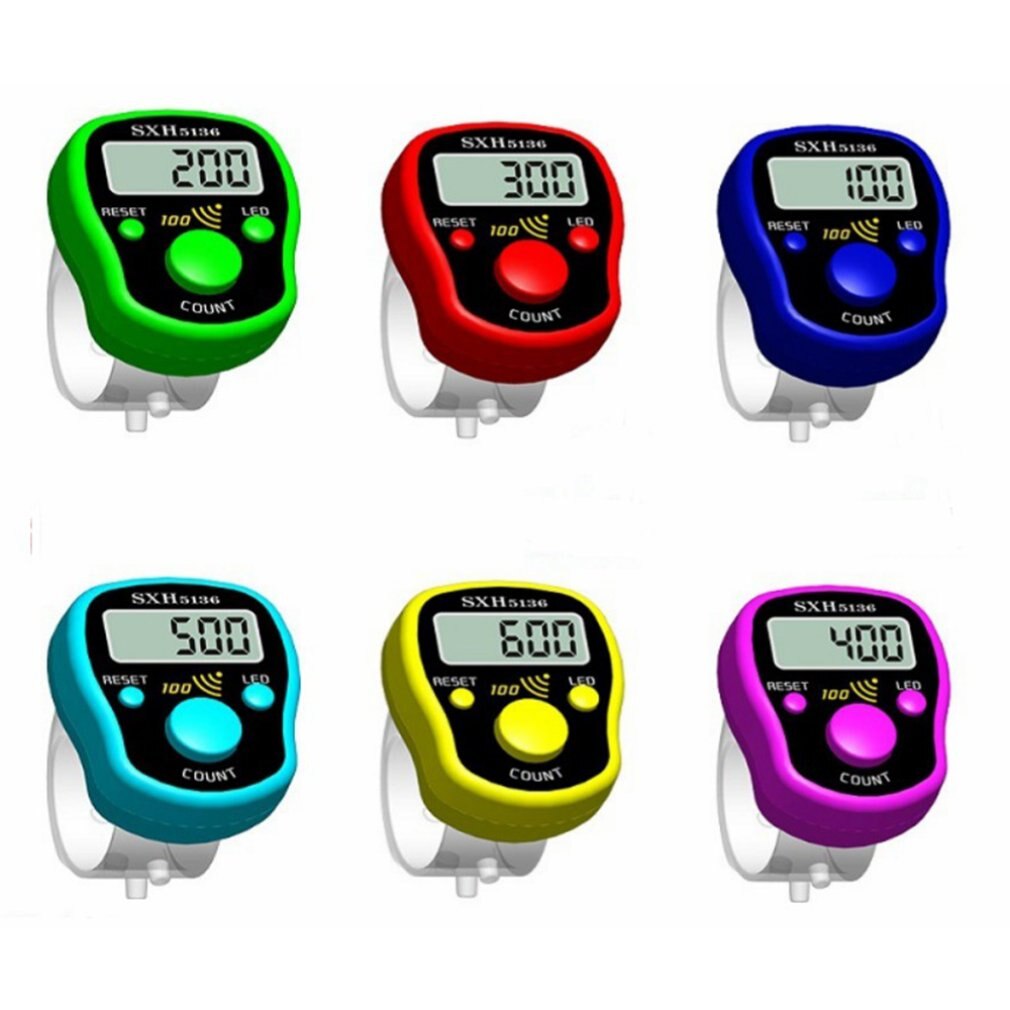 mini Brodd markør rad finger disk lcd elektrisk digital skjerm med ledet lys til buddha være sys strikking veving verktøy