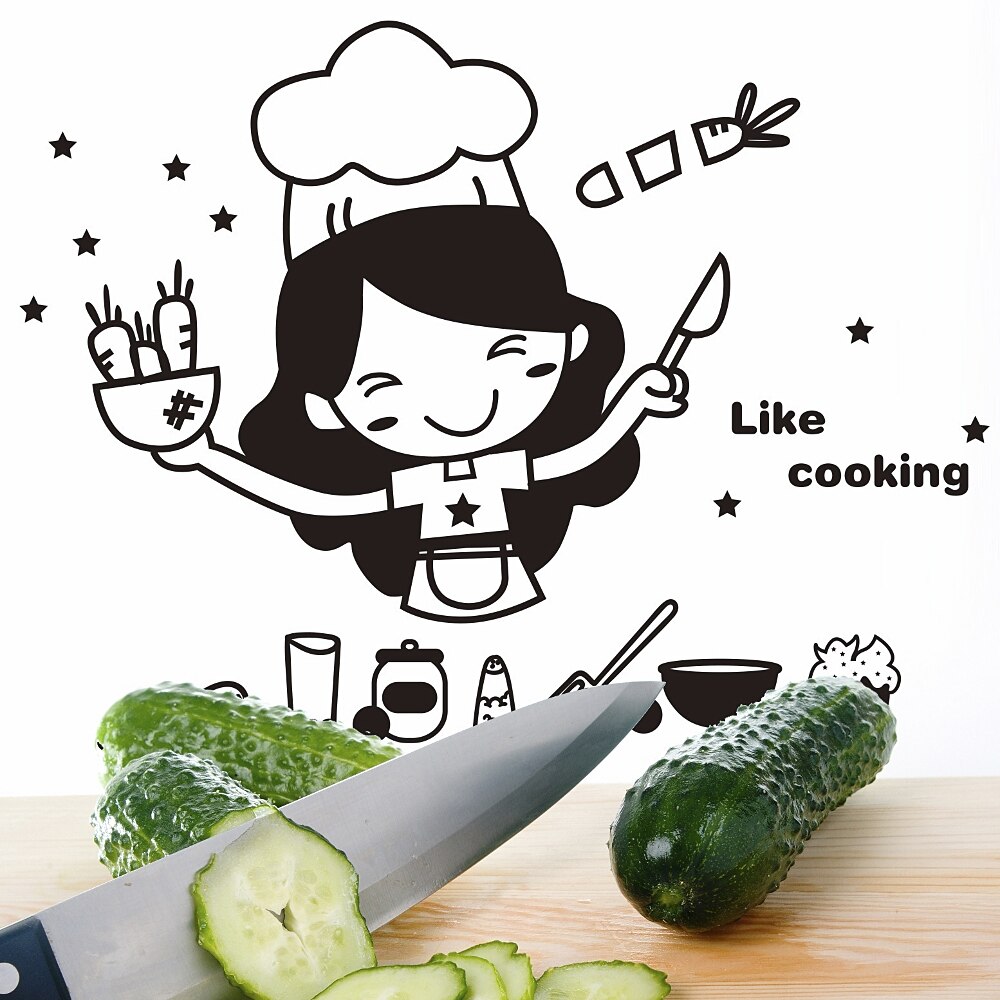 Kitchen Cook Wall Sticker DIY Wall Art Decal wall Decoration Removable Cabinet Door Wall Decal Mural House Decoration