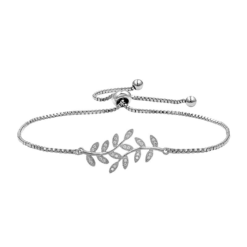 Weimanjingdian bladform kubikk zirconia cz bolo armbånd i måke / sølv farge belagt: Platina belagt