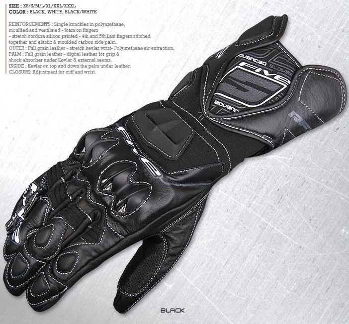 Neue FÜNF 5 HANDSCHUH RFX1 druck Racing Ritter Motorrad motor off-road anti-herbst handschuhe: Black / XL
