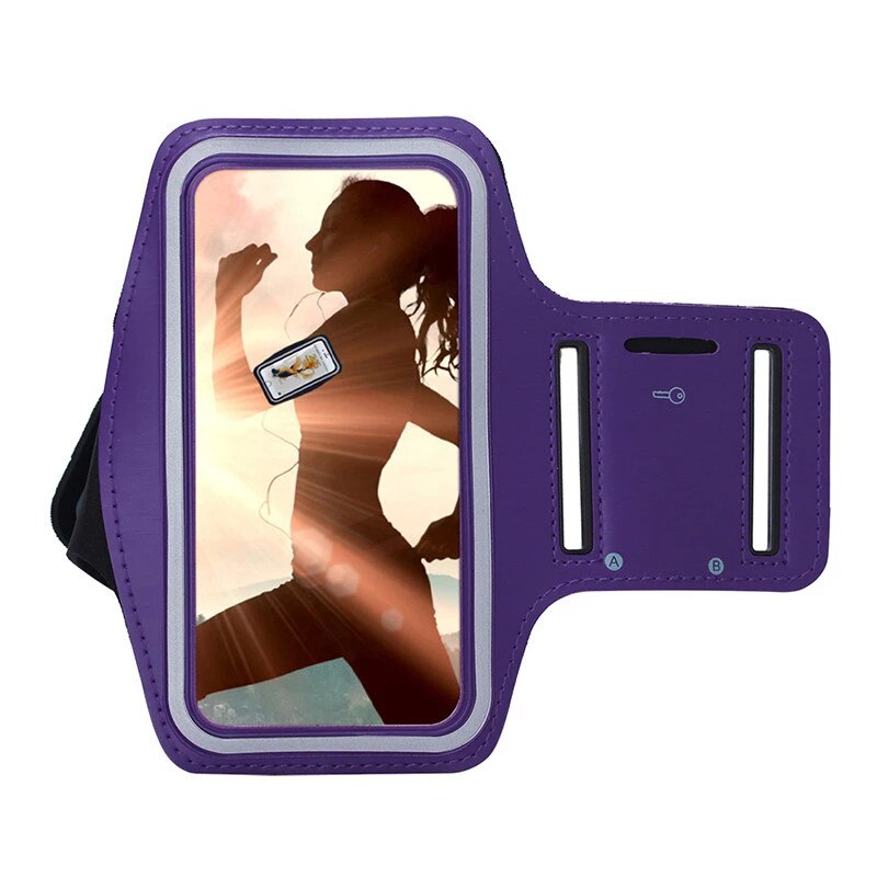 Brazalete deportivo para teléfono móvil, funda protectora ajustable para Asus Zenfone Zoom ZX551ML, Huawei Mate 9 Pro: Púrpura