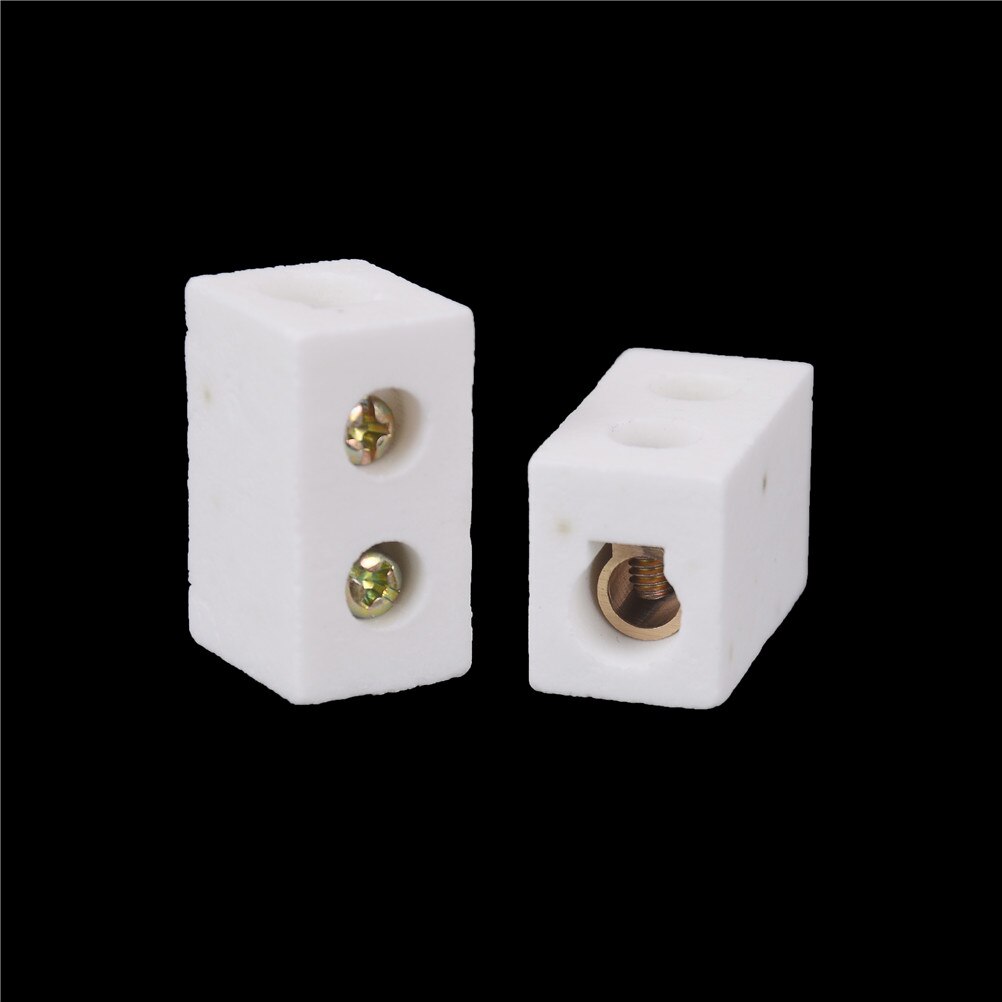 2 Pcs Ceramic Terminal Block 30A 1Way 2 Hole Connector Porcelain Ceramic Terminal Blocks Ceramic, Bronze