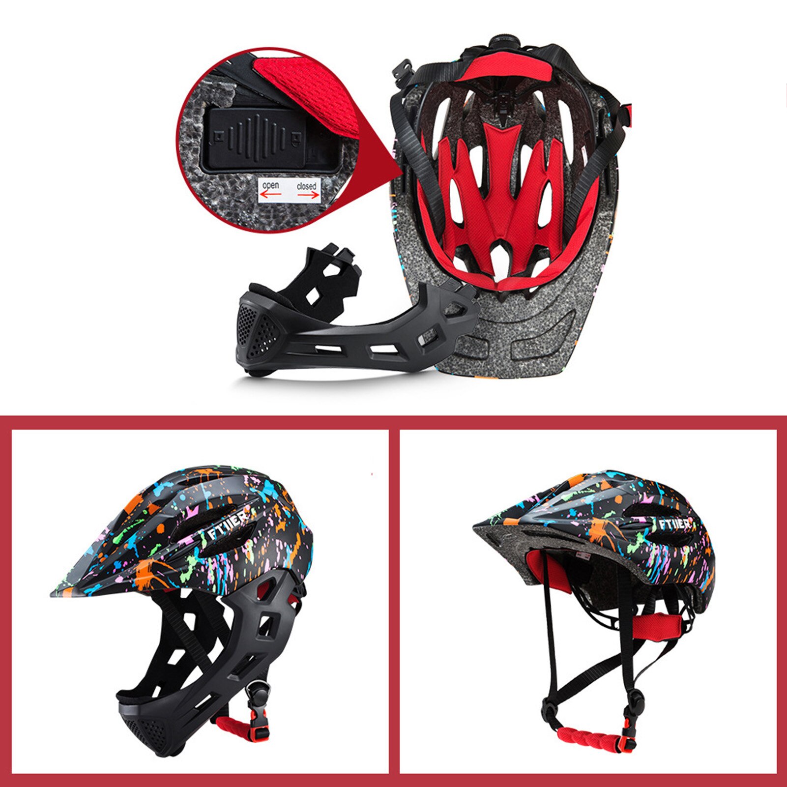 LED Enfants Cyclisme Casque Intégral Détachable Enfants Casque de Descente VTT Casque De Vélo Sport Sécurité Capacete Ciclismo Casques