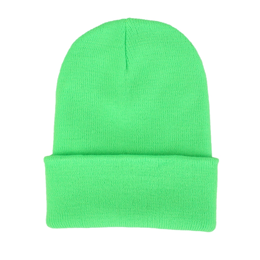 Wollen muts herfst winter unisex wollen muts zachte gebreide muts schedel mutsen warme effen kleur skimuts: Groente