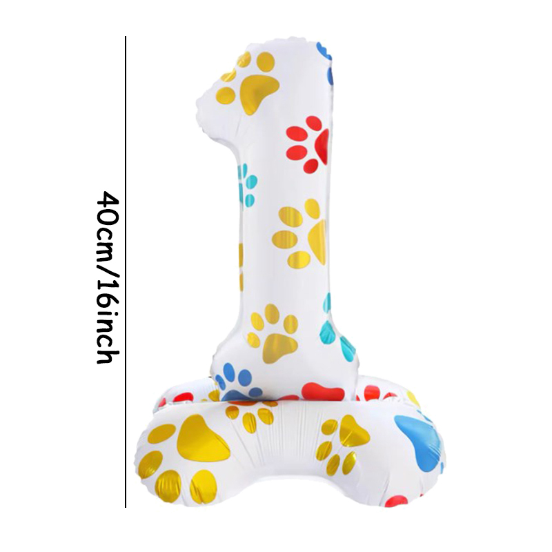 Globos de aluminio con patas de perro y animales para mascotas, globos de pie con números blancos de 16 pulgadas, decoración para de feliz cumpleaños, Baby Shower, 1 ud.: LASER