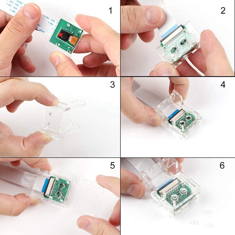 Módulo de cámara de 5MP, Webcam de vídeo 1080P + Soporte transparente para Raspberry Pi 4/3B +/ 3B/2B/Zero