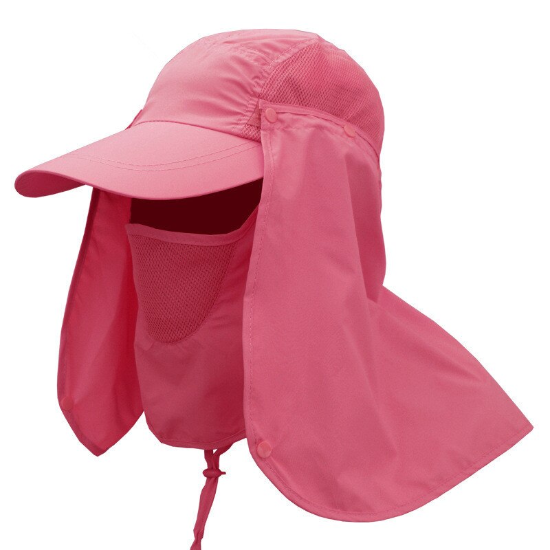 Professionele Zomer Zon Hoeden Bescherming Cap Vrouwen Mannen Hals Gezicht Zonnebrandcrème Flap Hoed Visser Hoed Zon Masker Cap Outdoor: Rood