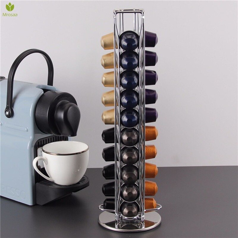 40 Cups Nespresso Coffee Pods Holder Rotating Rack Coffee Capsule Stand Dolce Gusto Capsules Storage Shelve Organization Holder