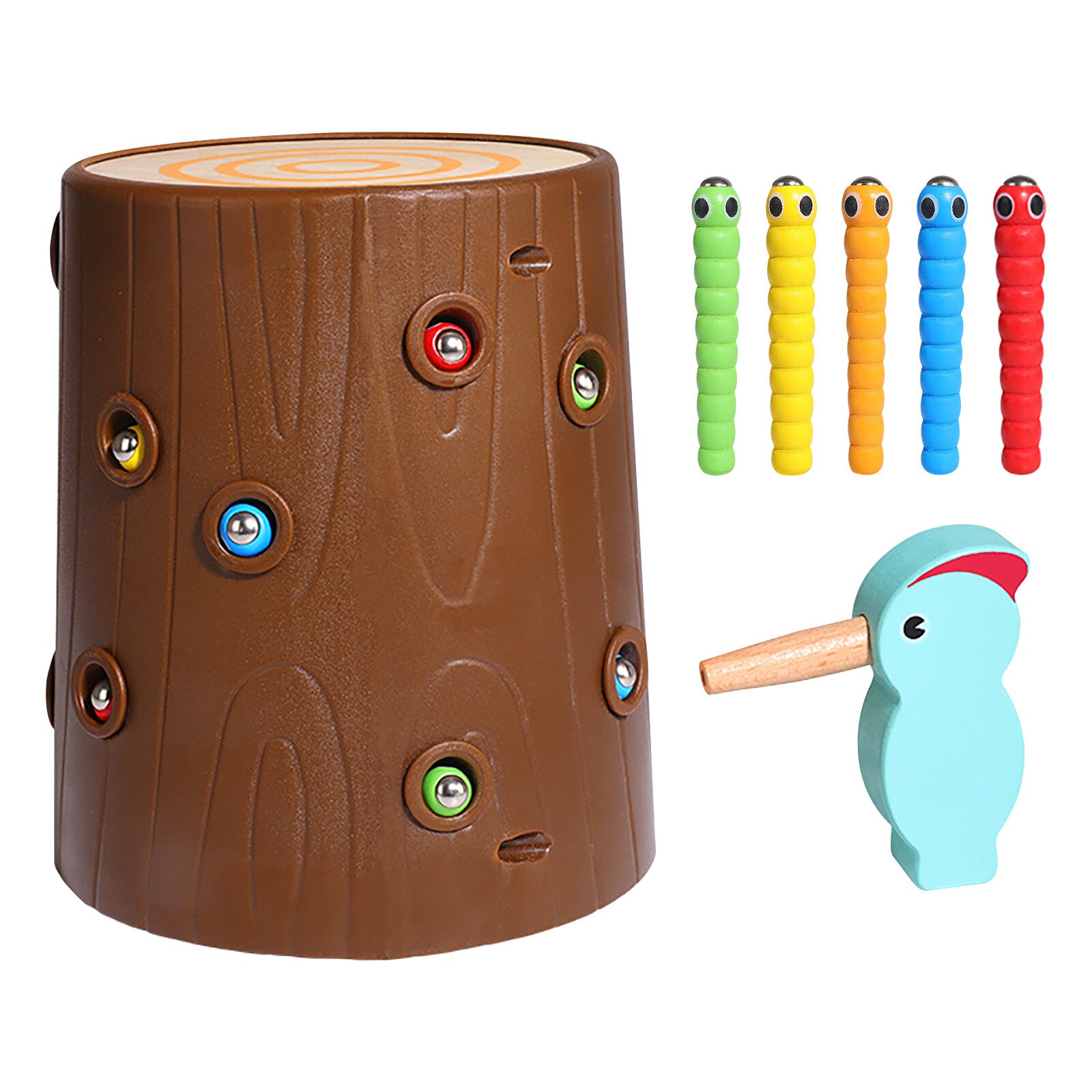 Specht Vogel Eten Worm Insecten Speelgoed Duurzaam Magnetische Vogel Eten Worm Развивающие Игрушки Деревянные Speelgoed