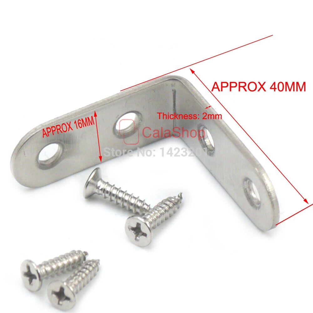 20 Pcs / Lot L-Shape Hinge Corners Fixed vertical Angle Bracket Stainless steel Furnitures Fitting Corner Connector