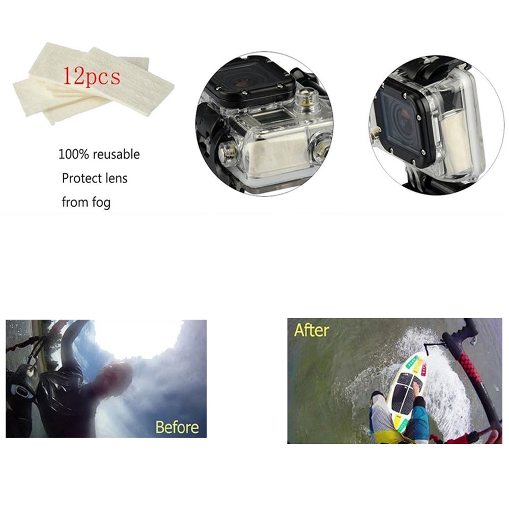 Atirar 12 pçs anti nevoeiro inserções para gopro hero 9 8 7 5 preto xiaomi yi 4k sjcam eken h9 caso à prova dwaterproof água câmera para go pro acessório