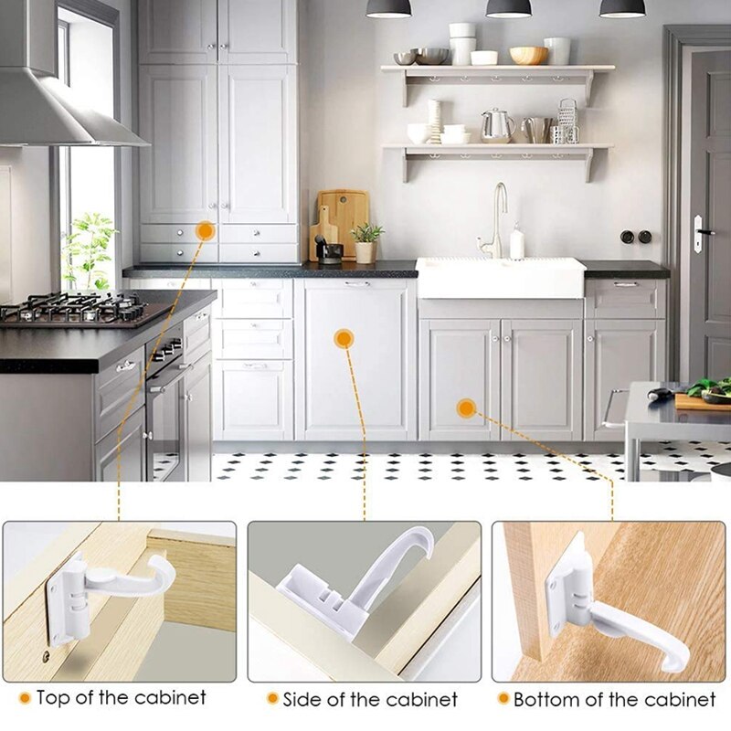 Baby Veiligheid Kabinet Sloten, Generatie Kind Proof Druk Sloten, Onzichtbare & Multi Gebruik Voor Kasten, drawers