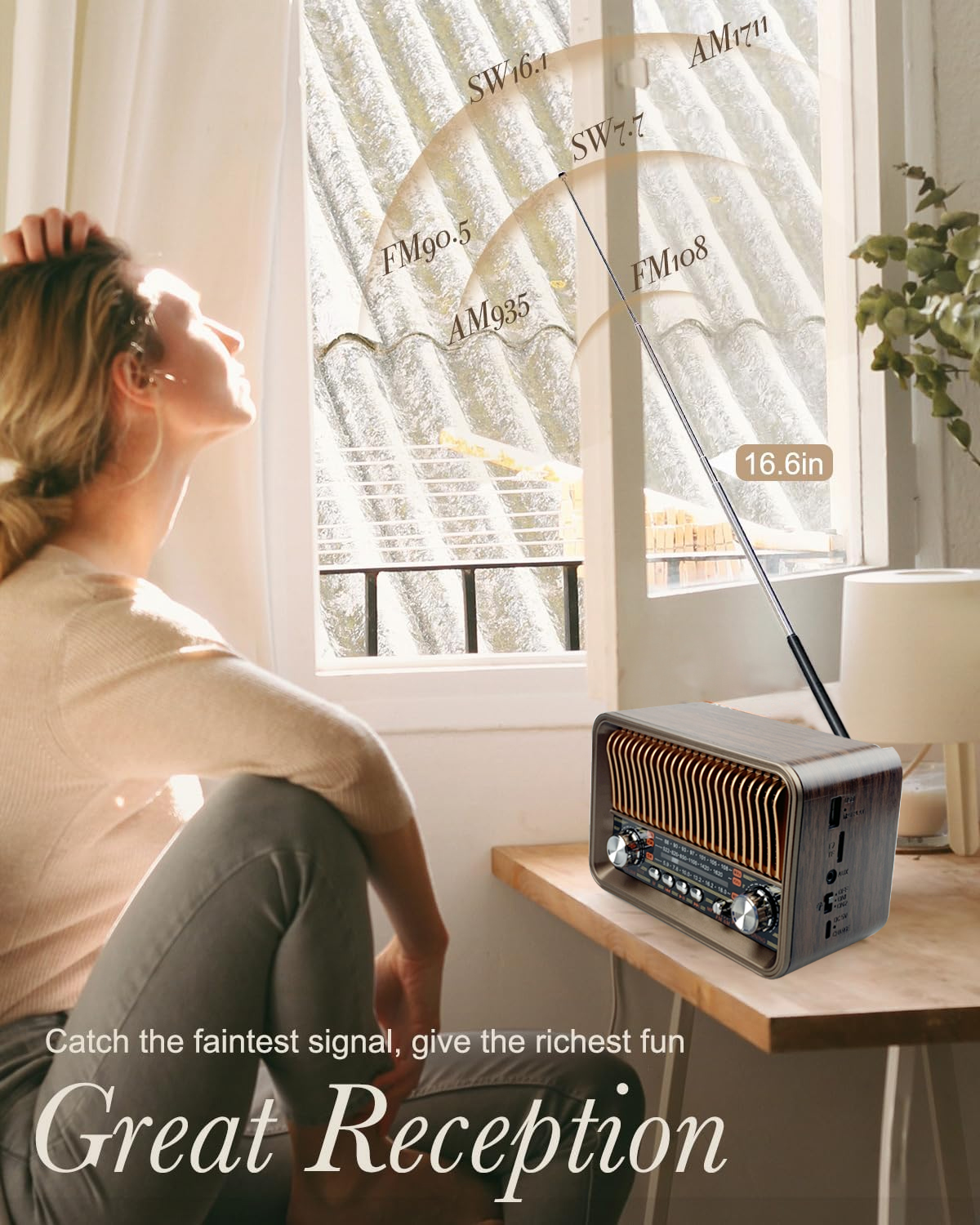 ﻿ Klassisches Retro-Vollbandradio, tragbar, FM, AM, SW, Radios, Empfänger, LED-Taschenlampe, Bluetooth-Lautsprecher, Soundbar, TF, USB-Musik-Player
