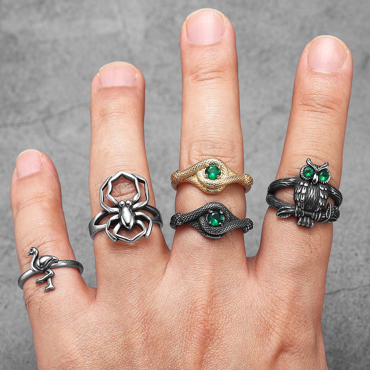 Bagues en acier inoxydable pour hommes et femmes, théâtre punk, rétro, simple, mignon, oiseau, bijoux, accessoires de , , , directe
