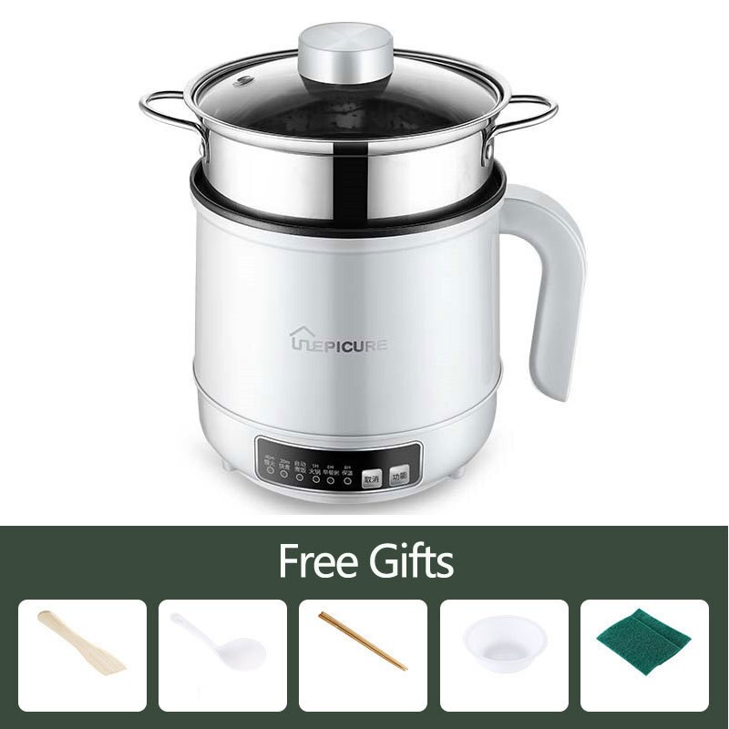 Electric Cooker Multi Rice Cooker Non-stick Pan 110V/220V Samll Pot Household Cooking Machine US/EU Plug: Upgrade White-2 / EU
