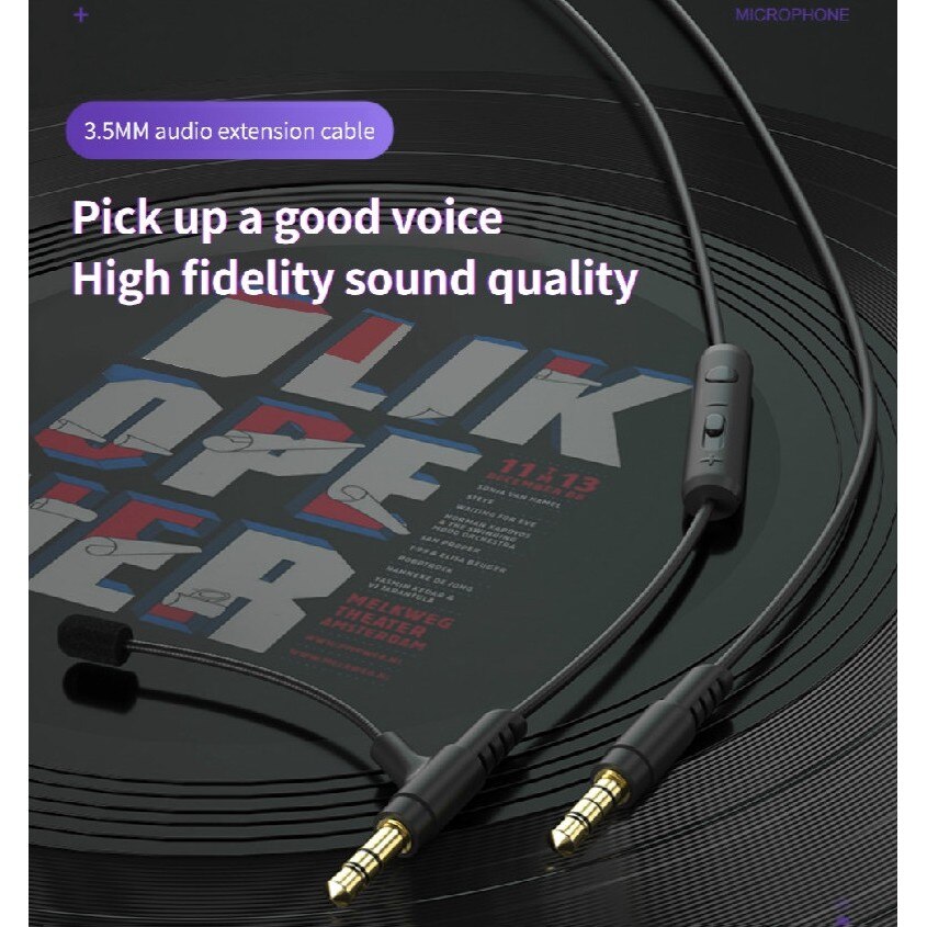 1.2M Boom Microphone Cable Studio Mic For 3.5mm Headphone With Condenser Mic For Phone PC
