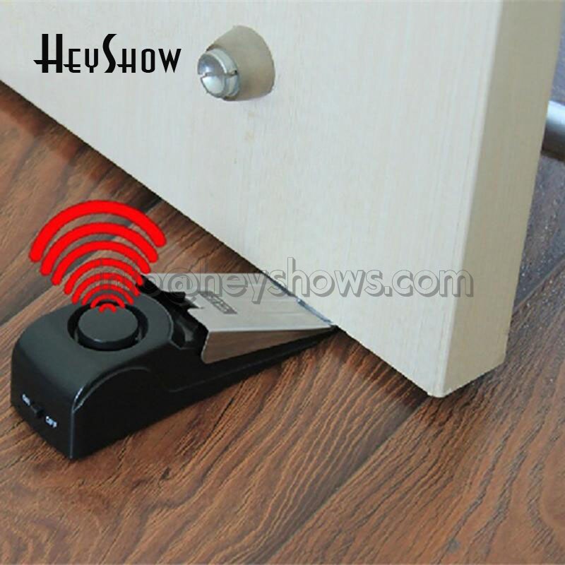Portable Mini Wireless Vibration Triggered Home Door Stop Alarm Wedge Shaped Stopper Alert Security System Block Blocking System