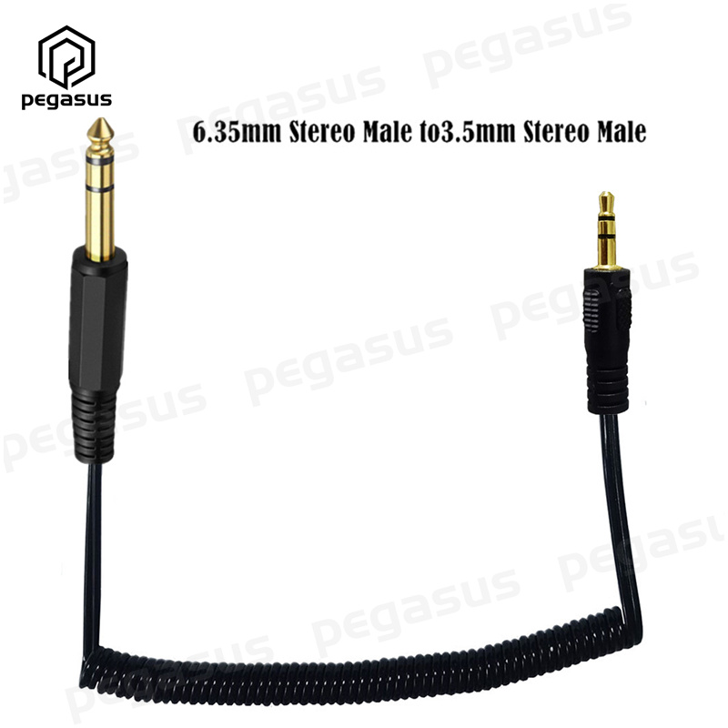 0.8 Meter Coiled Spiral Cable 6.35mm Male to 3.5mm Male/Female Cable: 3.5mm Male