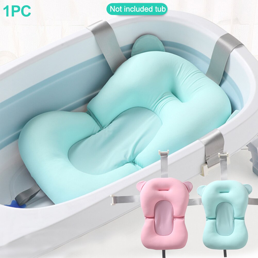 Bath Tub Pad Fixed Breathable Hanging Holes Portable Soft Skin Friendly Leak Proof Non-Slip Newborn Adjustable Buckle Shower
