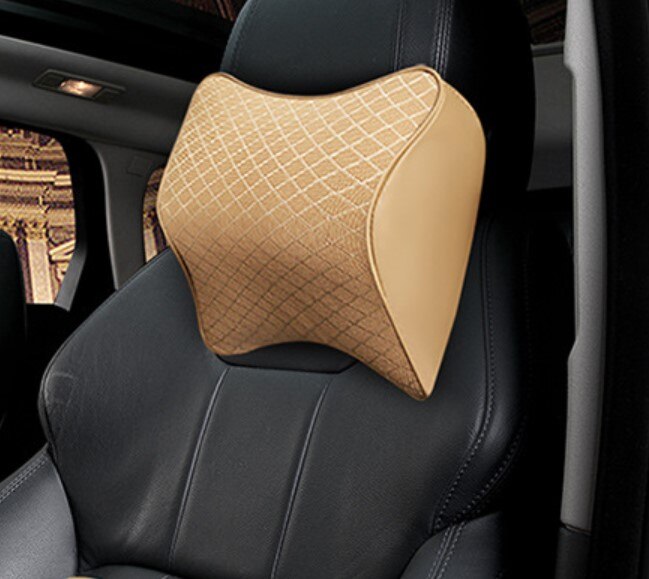 Auto Kissen Auto Auto Sitz Zurück Lenden Unterstützung und Hals Kissen Bausatz Auto Kopfstütze Zurück Kissen Schaum Baumwolle Schwarz verrotten: Beige Nacken Kopfkissen