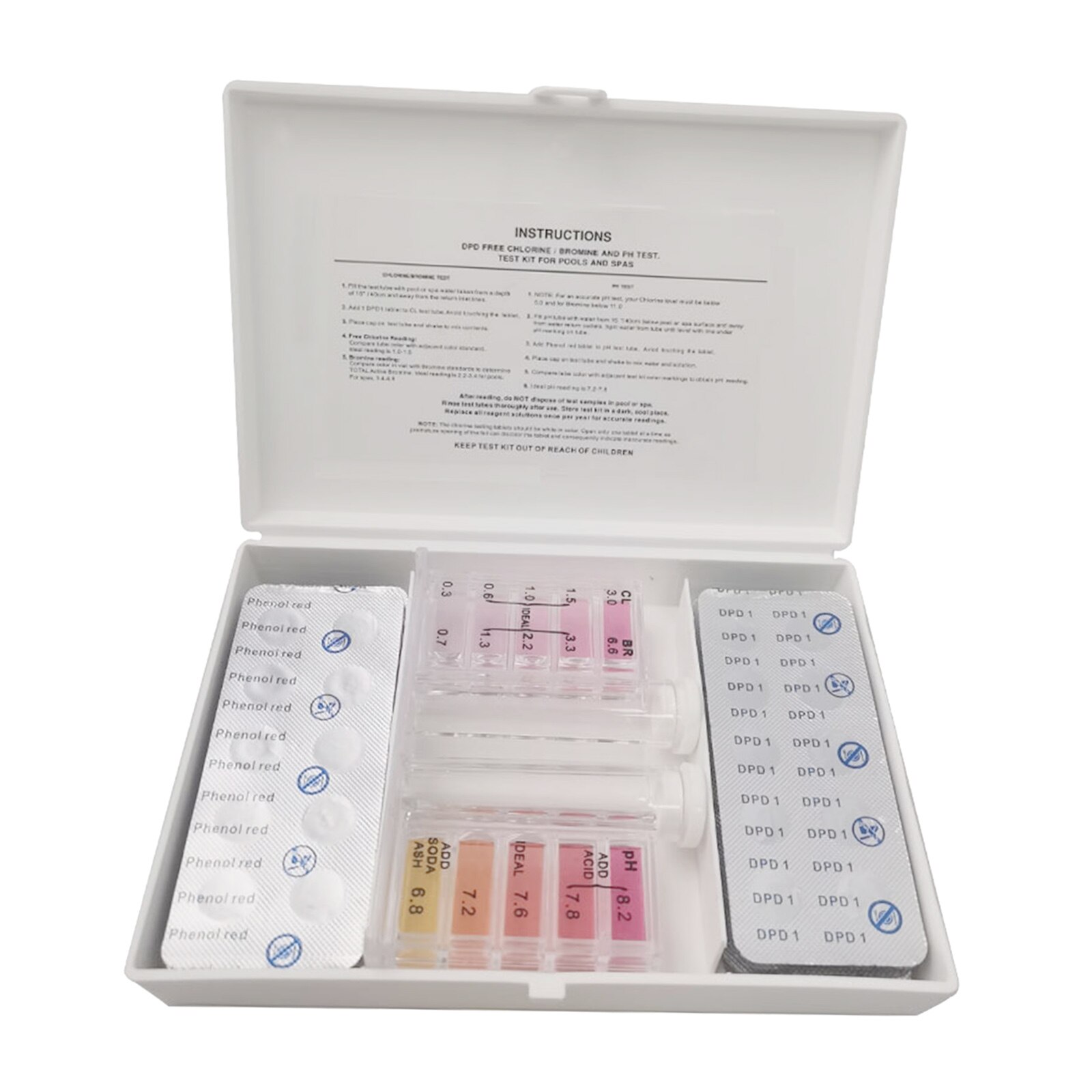 2 In 1 Swimming Pool Spa Water Tester Set with Box for Chlorine/PH