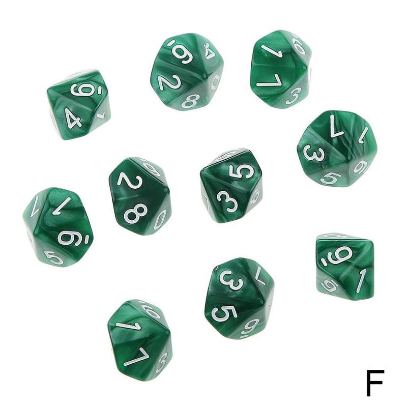 Dados de 12 caras D12, dados poliédricos para familiar, juego de rol, Club D & D, accesorios de acrílico, juego de Pub, E3A0, 10 Uds.: green
