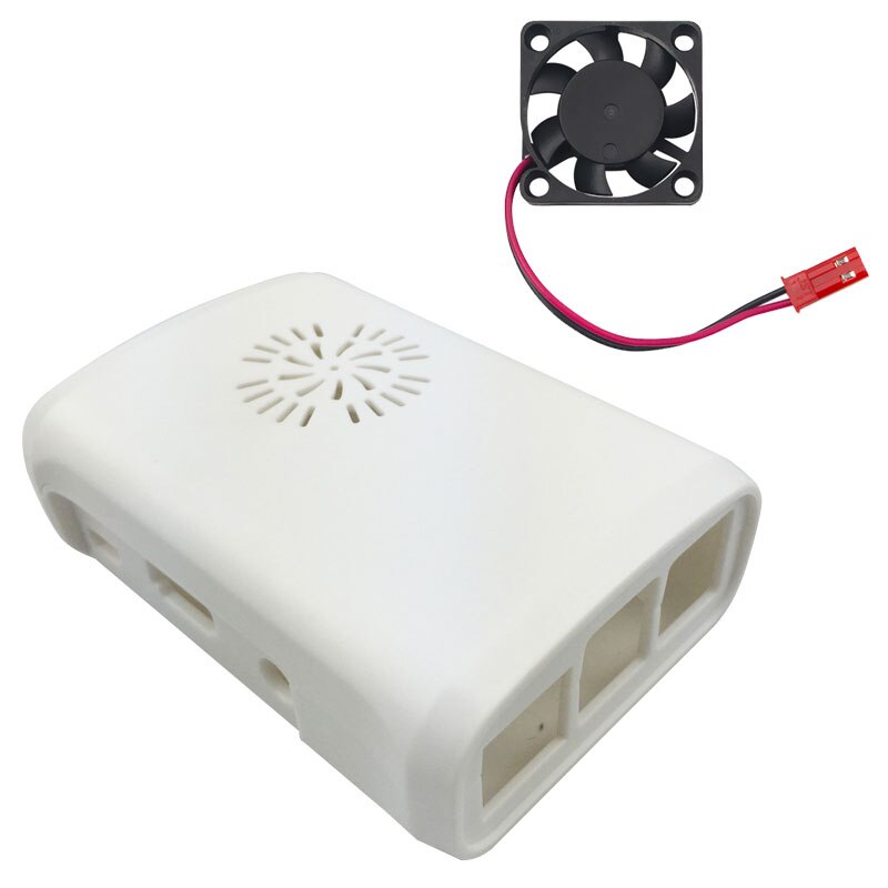 lampone pi 3 Modello B + (B più) custodia ABS Scatola di Plastica Nero Bianco Trasparente Borsette + Ventola Di Raffreddamento compatibile per lampone pi 3: bianca con Fan